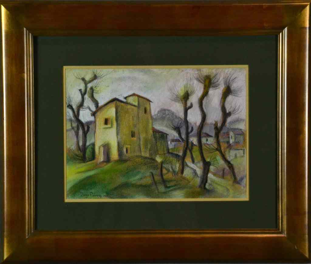 Appraisal: Signed Diego Rivera PastelTitled ''Mi pueblito '' or ''My little