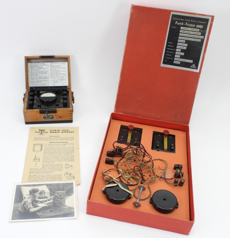 Appraisal: WWII GERMAN MORSE CODE KIT AND VOLT METER Germany A