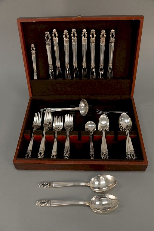 Appraisal: Gorham sterling silver flatware set Hispana service for eight total