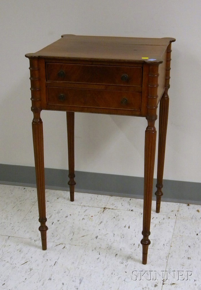 Appraisal: Federal-style Mahogany and Mahogany Veneer Two-Drawer Stand