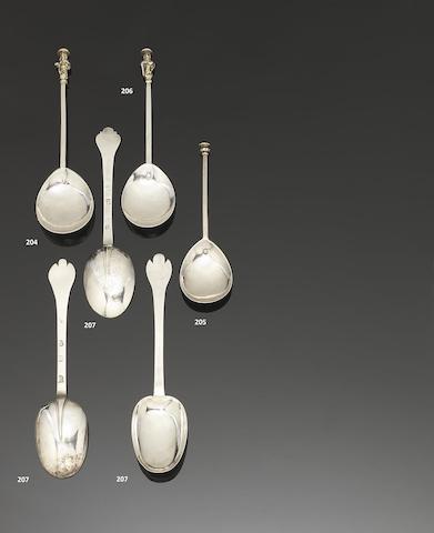 Appraisal: Three late th century trefid spoons the first with lace