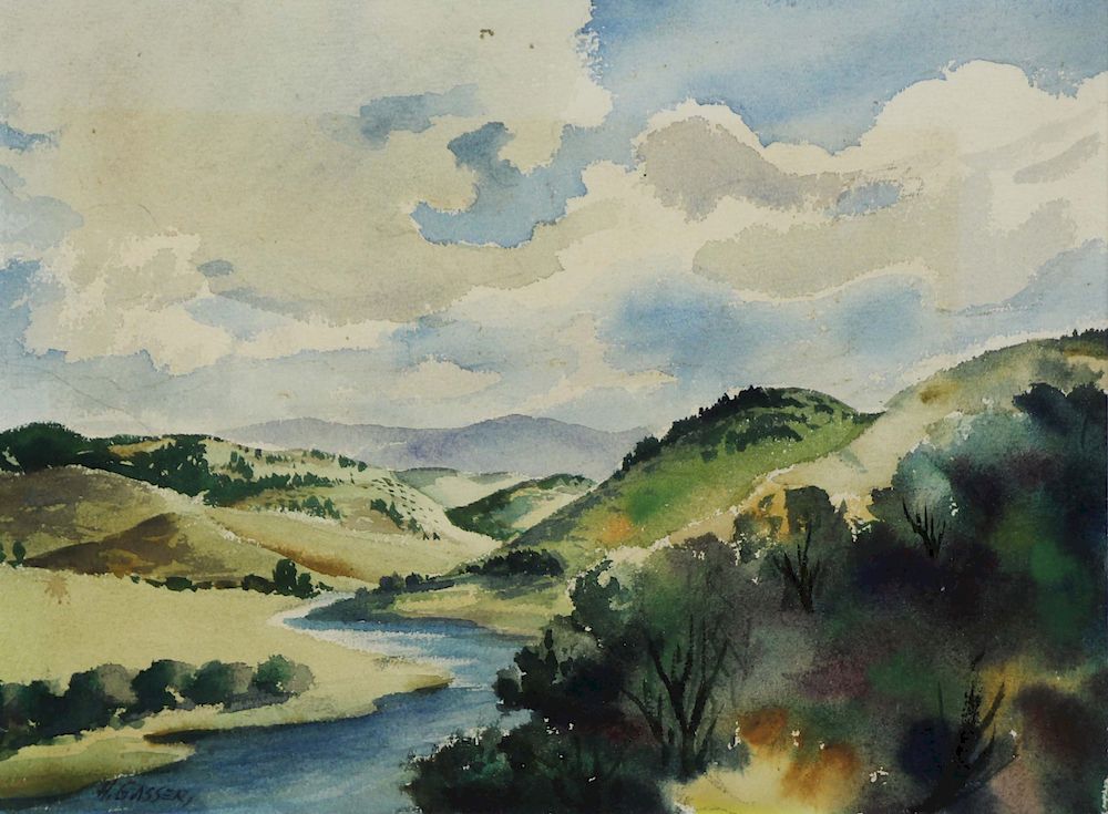 Appraisal: HENRY GASSER AMERICAN - Watercolor Mountain Signed lower left From