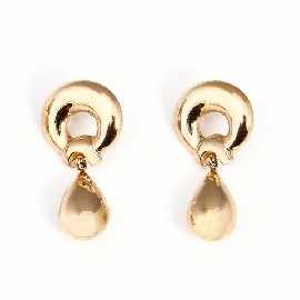 Appraisal: A pair of ct gold pendant drop earrings length approximately