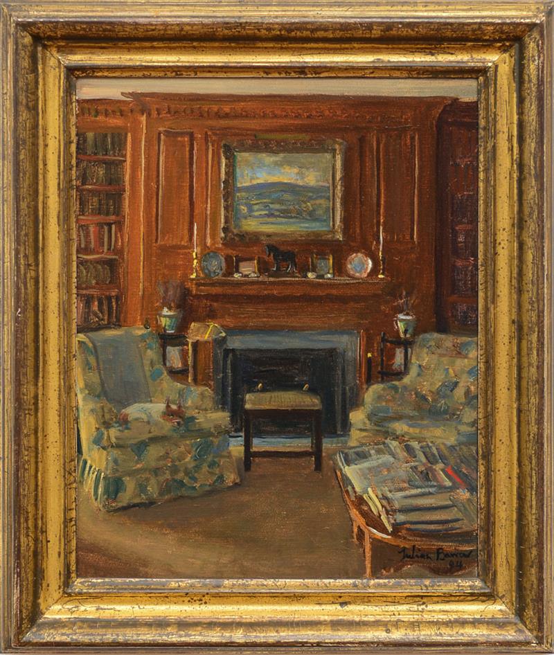 Appraisal: JULIAN BARROW - SITTING ROOM FIREPLACE Oil on linen signed