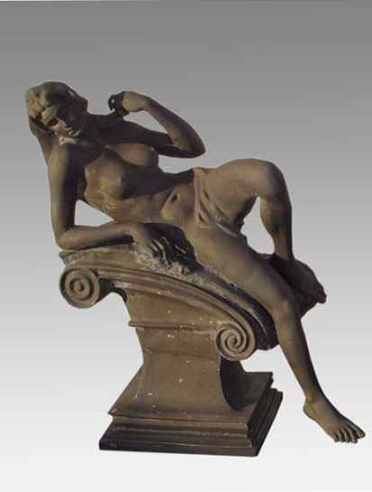 Appraisal: LARGE BRONZE PATINATED SCULPTURE AFTER MOREAU OF A RECLINING NUDE