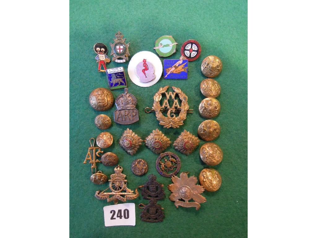 Appraisal: A collection of military badges buttons and other enamel badges