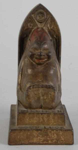 Appraisal: Cast Iron Billiken Good Luck Still Bank Description Manufactured by