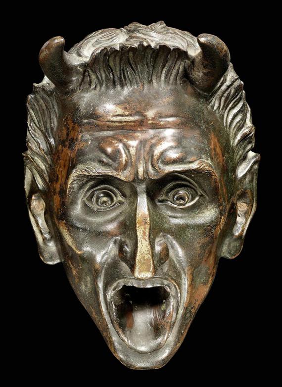 Appraisal: BRONZE DEVIL MASK Revival style probably German late th century