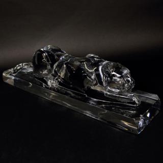 Appraisal: Baccarat Heritage Crystal Panther On Base Baccarat Heritage Crystal Panther