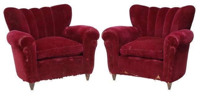 Appraisal: pair Italian mid-century modern lounge chairs in the manner of