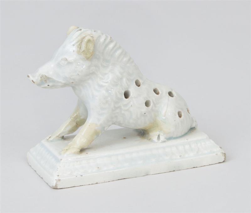 Appraisal: CONTINENTAL FAIENCE WILD BOAR-FORM TOOTHPICK OR HATPIN HOLDER x x