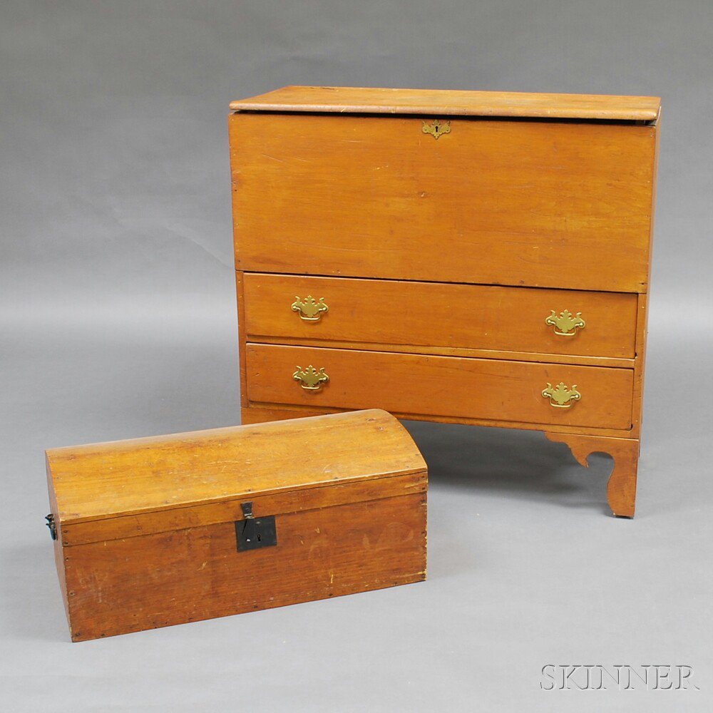 Appraisal: Chippendale Pine Two-drawer Blanket Chest and a Dome-top Trunk th