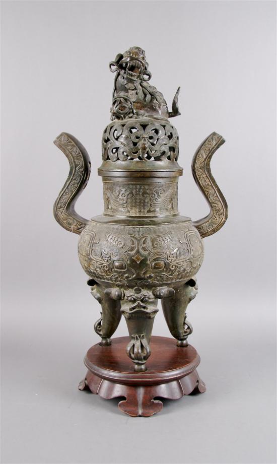 Appraisal: A Chinese Bronze Censer Height inches