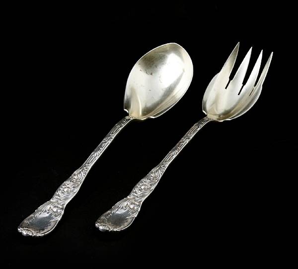 Appraisal: A sterling two piece salad serving set fork and spoonTiffany