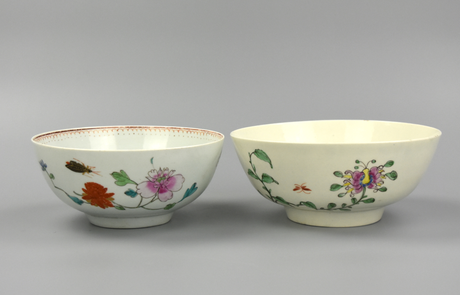 Appraisal: CHINESE FAMILLE ROSE BOWL W FLOWERS TH C Two Chinese