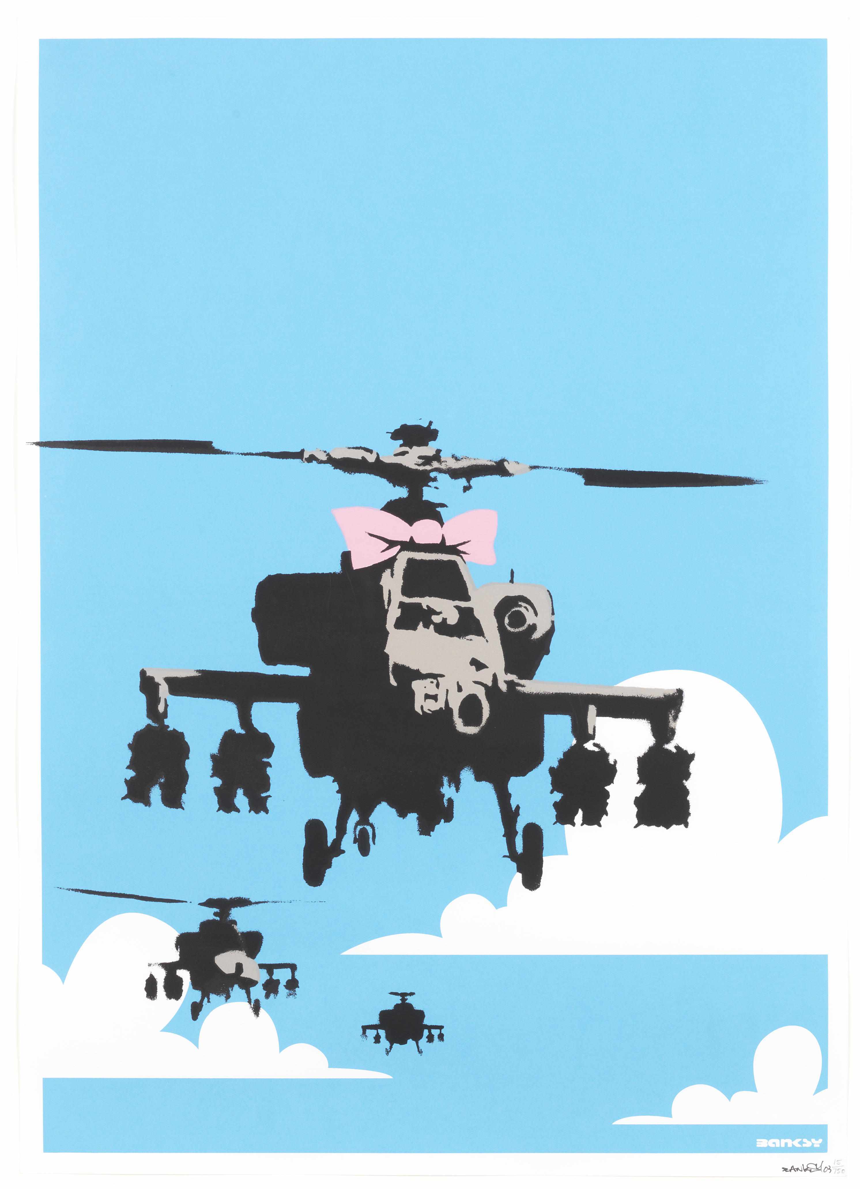 Appraisal: Banksy b Happy Choppers signed dated and numbered screenprint on