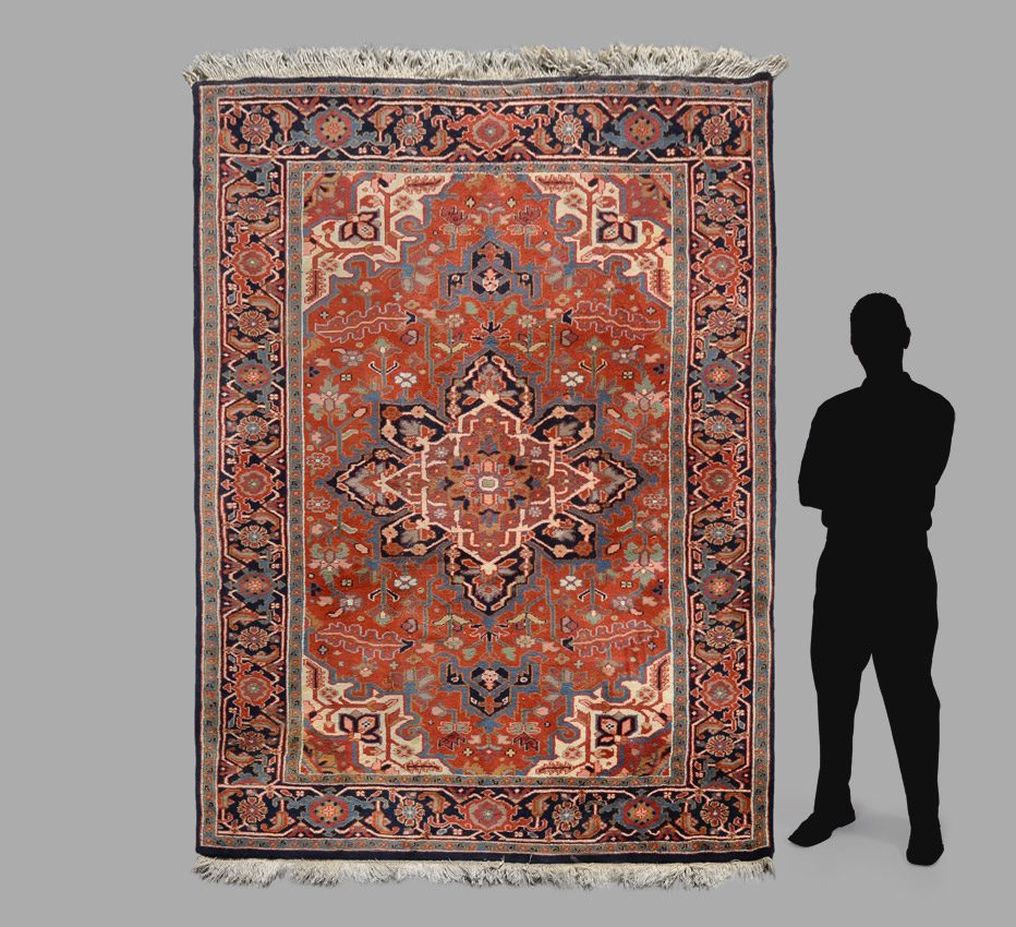 Appraisal: APPROX - YR OLD INDO-PERSIAN HERIZ HAND KNOTTED WOOL RUG