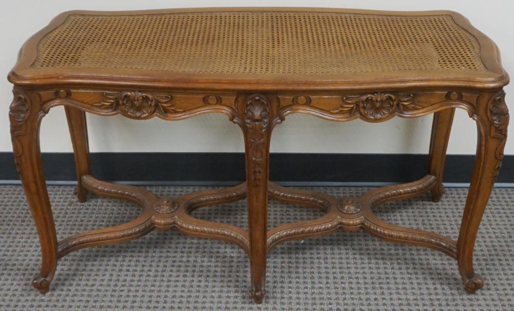 Appraisal: Provincial Style Carved Walnut and Caned Seat Bench x x