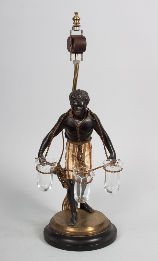 Appraisal: Venetian style spelter blackamoor lamp modeled as figure of blackamoor