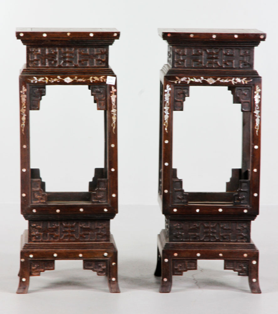 Appraisal: - Pr Chinese Zitan Stands Pair of Chinese zitan wood