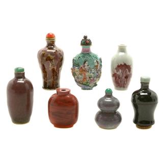 Appraisal: Six Ceramic Snuff Bottles th Century cm Six Ceramic Snuff