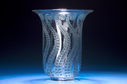 Appraisal: R LALIQUE Vase Meduse clear and frosted with sea-green patina