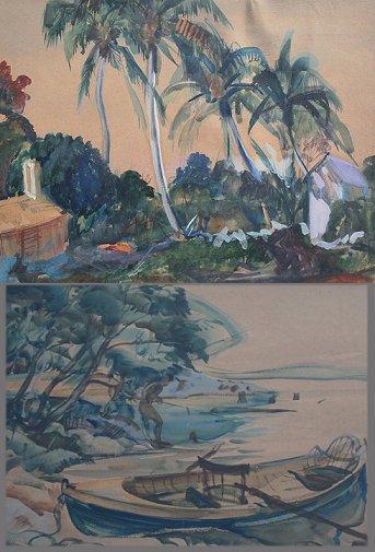 Appraisal: JICHA Joseph American - piece Watercolors to include Palm Trees