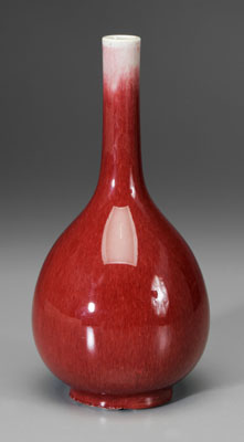 Appraisal: Copper-Red Porcelain Bottle Vase Chinese th century rich flecked strawberry