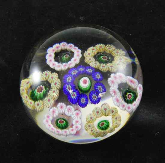 Appraisal: A Baccarat glass floral paperweight late th century decorated with