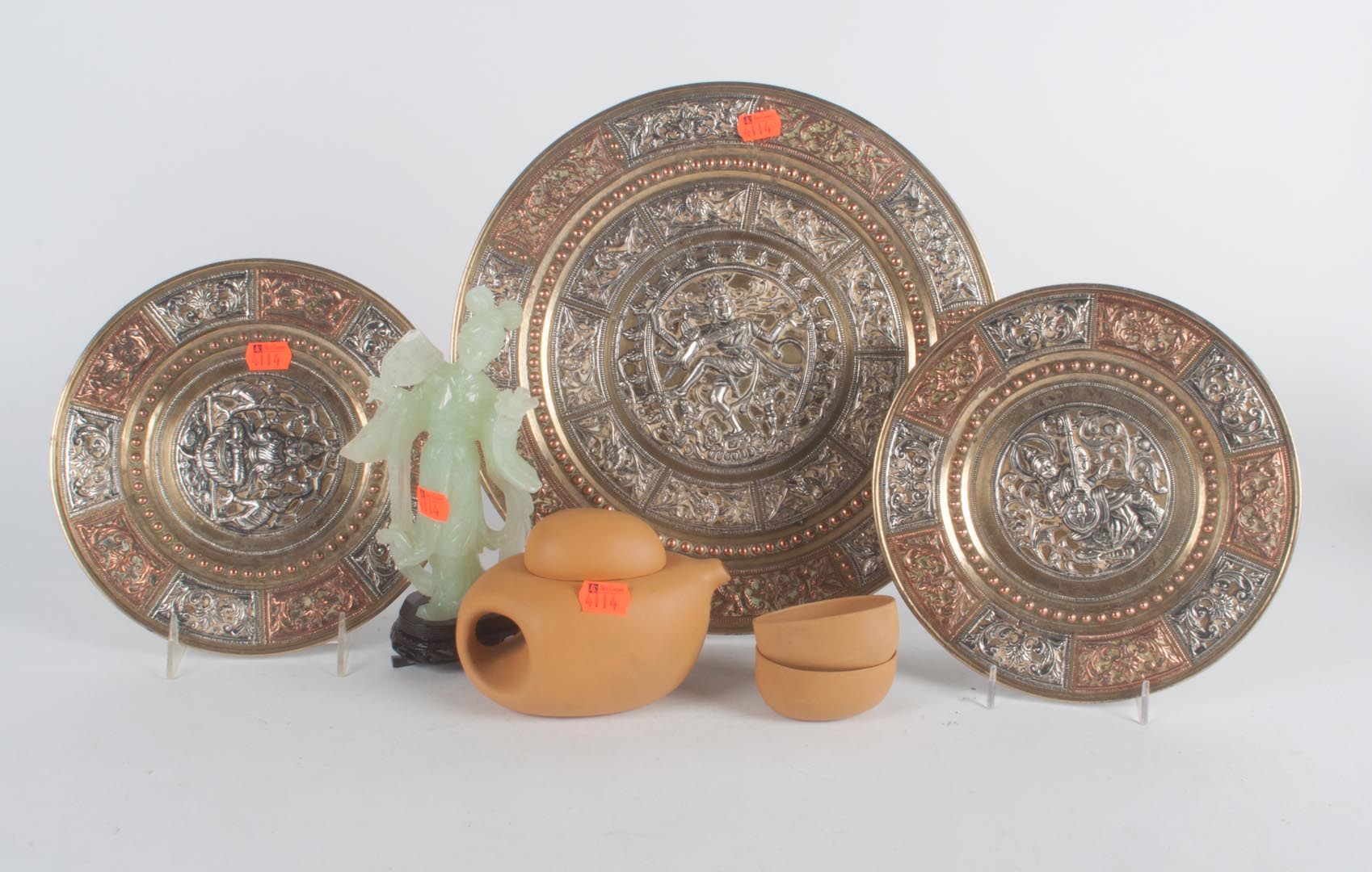 Appraisal: Assorted items including Middle Eastern trays hardstone oriental figure and