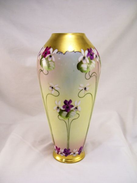 Appraisal: Pickard Porcelain Handpainted Vase Nouveau style design vase with hand