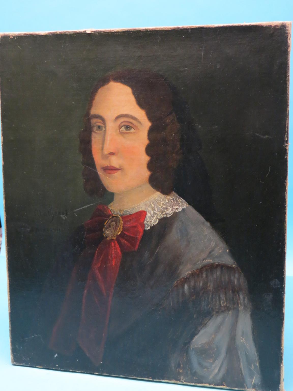 Appraisal: A th century oil on canvas half-length portrait of a