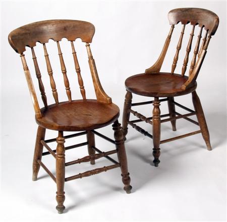 Appraisal: A set of six th century elm country dining chairs