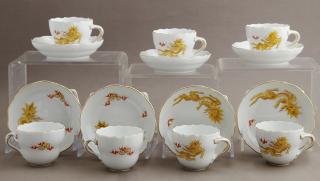 Appraisal: Fourteen Piece Meissen Tea Set th c with yell Fourteen