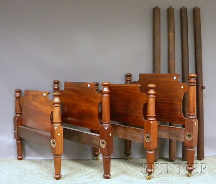 Appraisal: Pair of Classical Mahogany Twin Beds with Rails