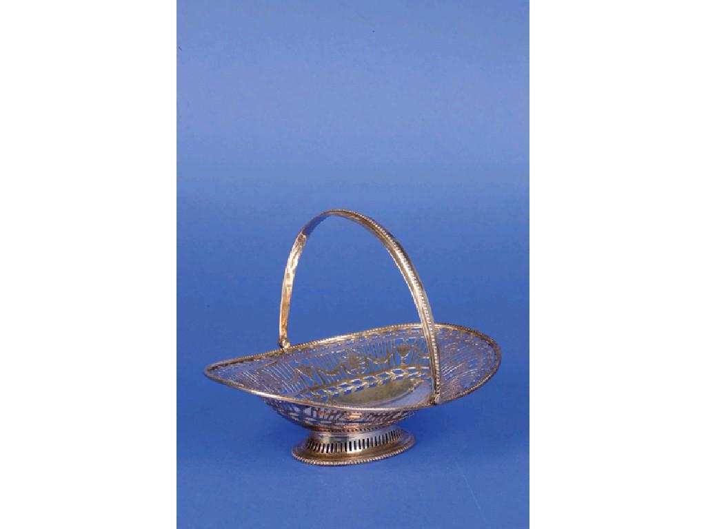 Appraisal: A SWEET MEAT BASKET of oval form with beaded border