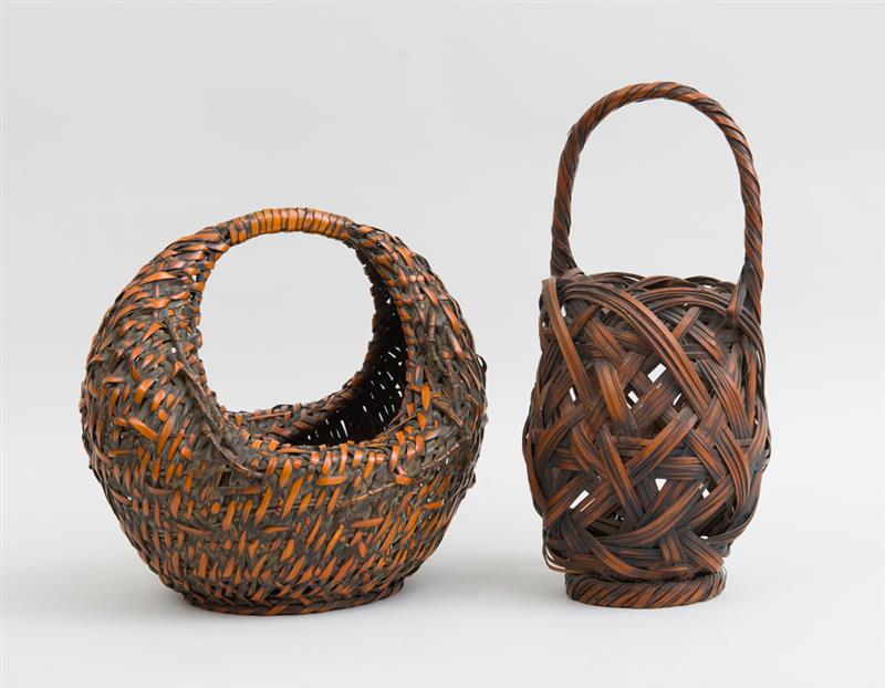 Appraisal: TWO JAPANESE RED STAINED BASKETS x in and x in