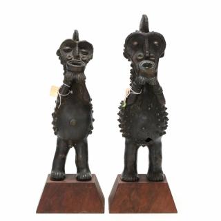 Appraisal: Pair of African Bronze Fetish Figures male and female both