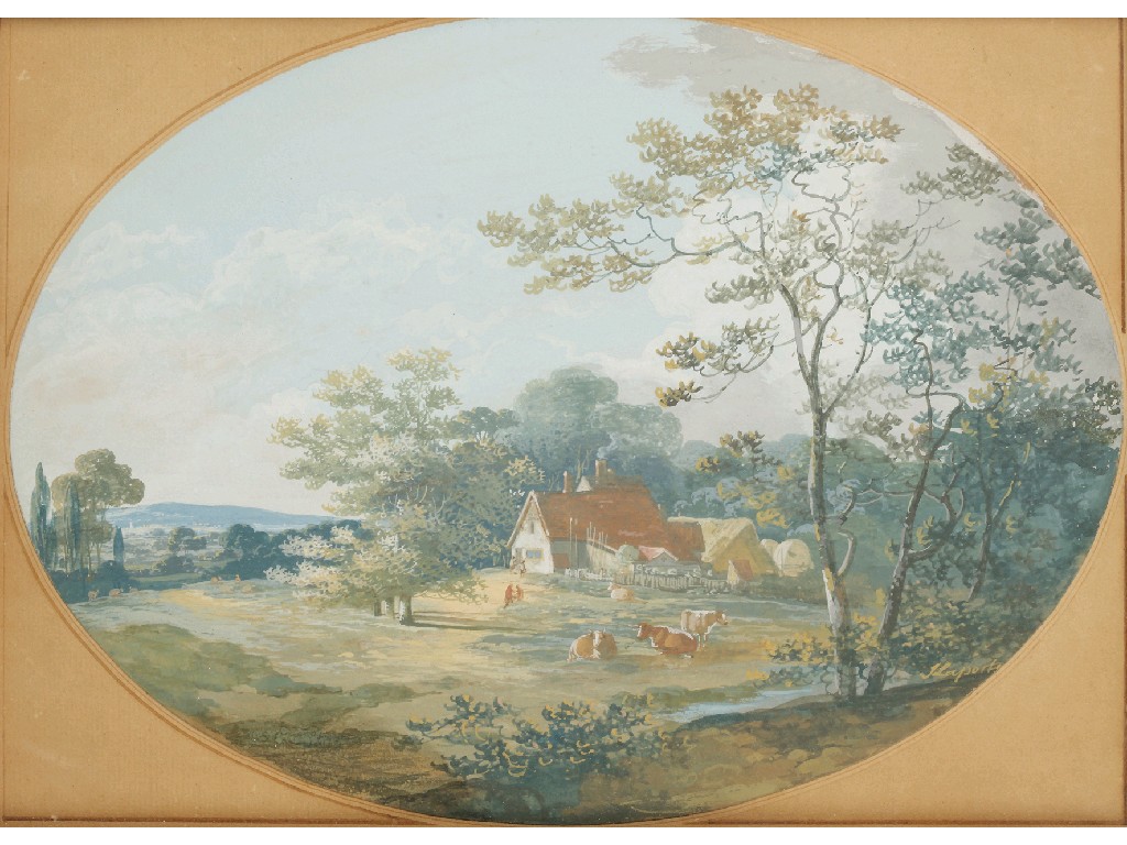 Appraisal: JOHN LAPORTE A pastoral landscape with cows and a farmstead