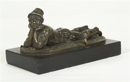 Appraisal: TH CENTURY RUSSIAN SCHOOL PEASANT RESTING ON A LONG HORN