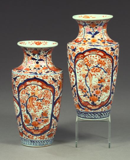 Appraisal: Pair of Japanese Meiji Imari Porcelain Garniture Vases of baluster