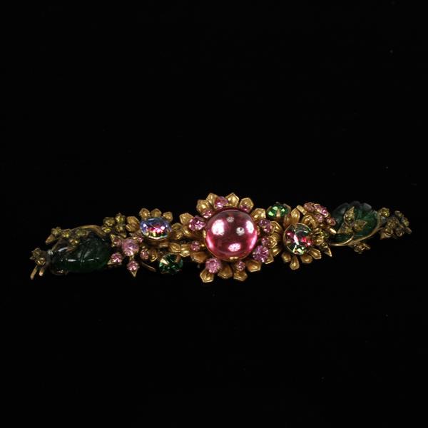 Appraisal: Miriam Haskell Gilt Gold Tone Floral Filigree Brooch Pin with