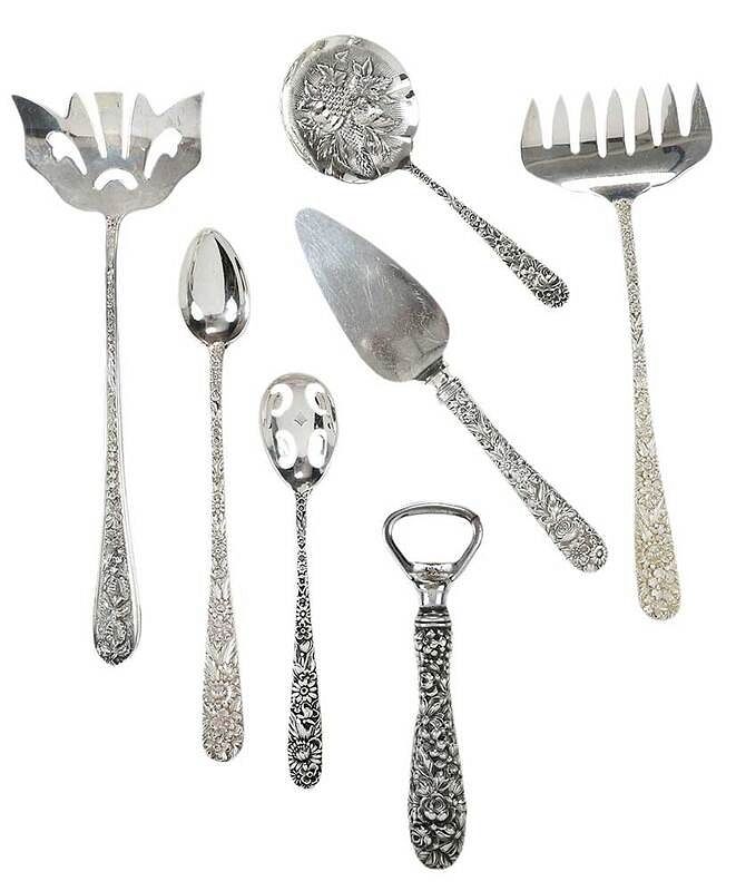 Appraisal: Pieces Sterling Repousse Flatware American th century including Kirk Son