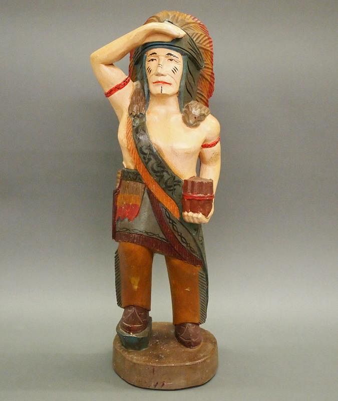 Appraisal: Cigar store Indian A carved and painted wood tobacconist figure