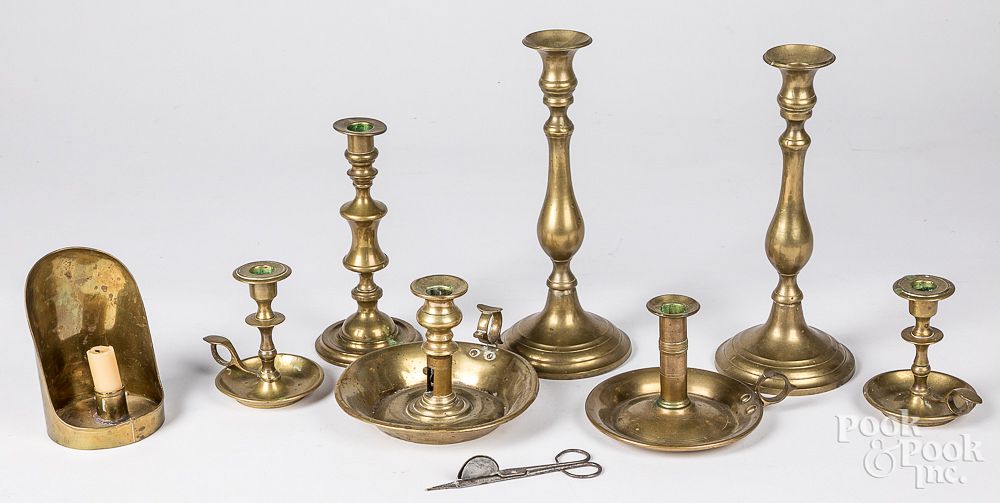 Appraisal: Group of brass candlesticks th and th c Group of