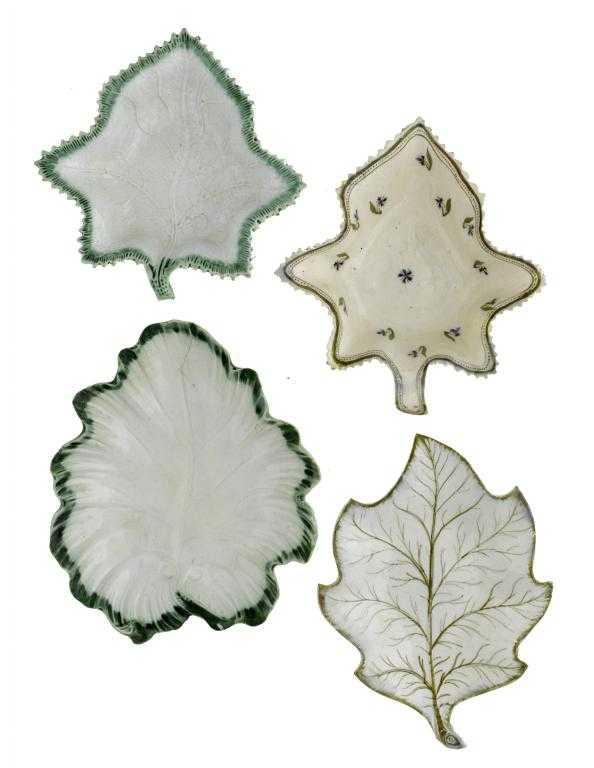 Appraisal: A WEDGWOOD AND THREE OTHER PEARLWARE PICKLE DISHES of leaf