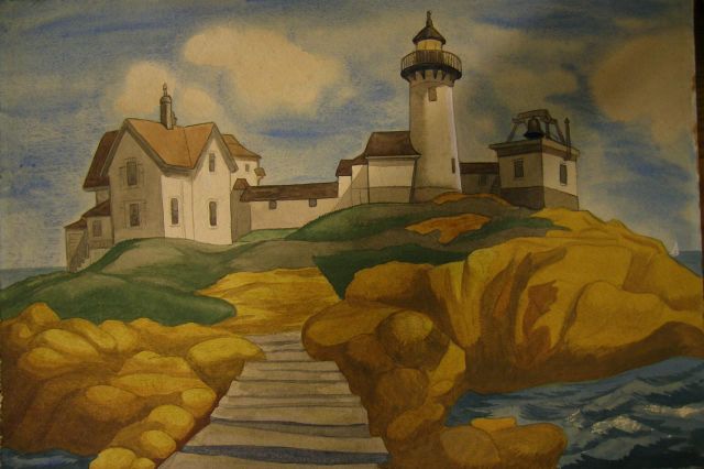 Appraisal: Marcelline Spencer-Brucker IN th Century x Watercolor signed verso Lighthouse