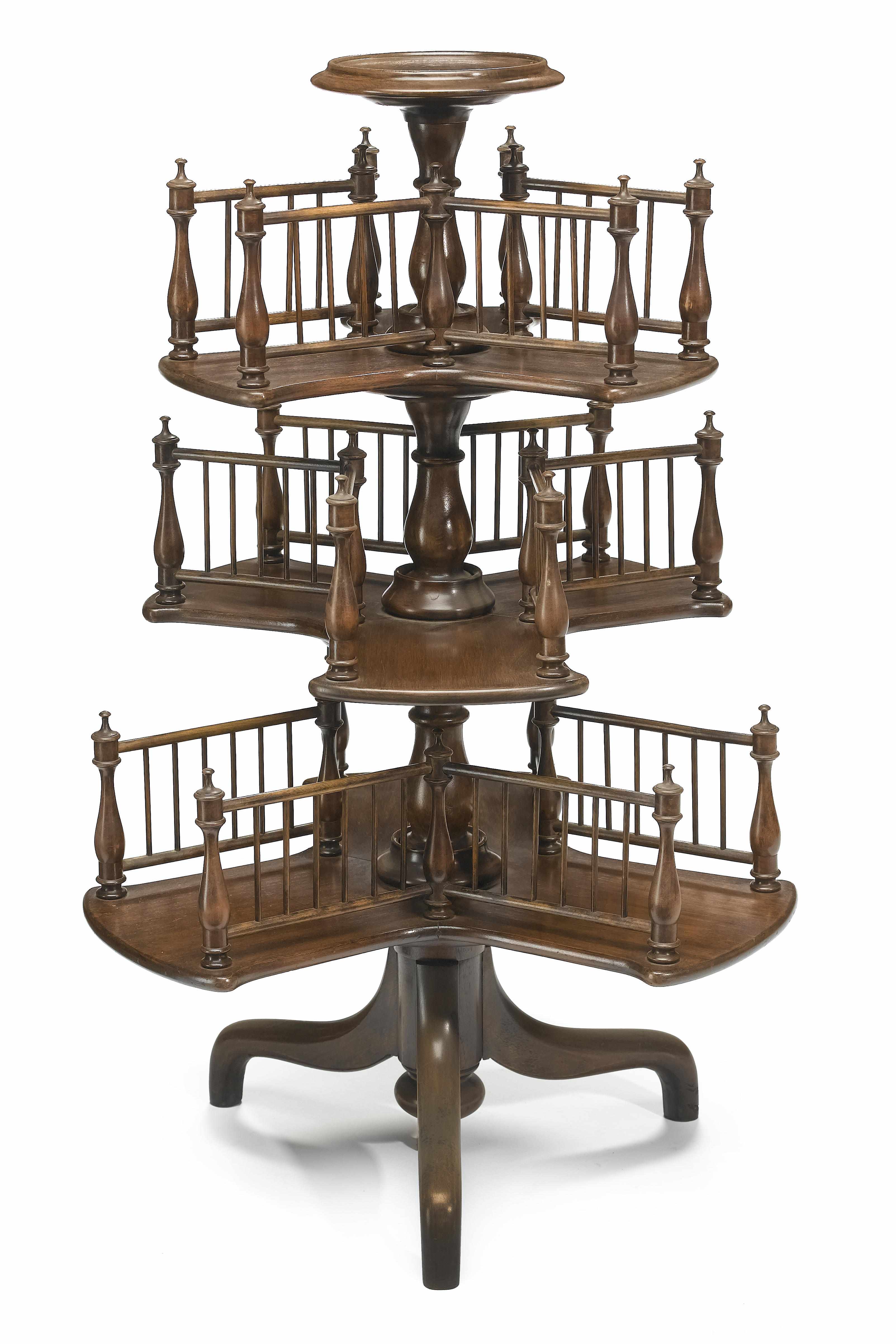 Appraisal: A Victorian walnut revolving book stand second half th century