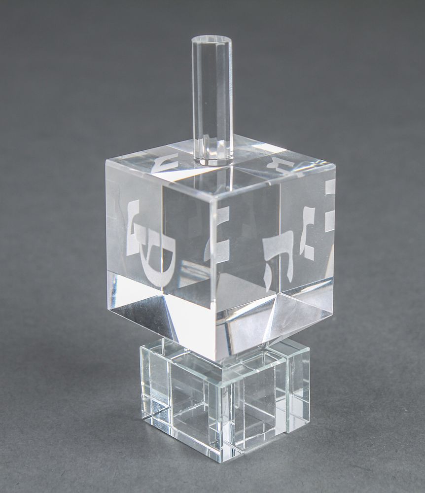 Appraisal: Judaica Lord Taylor Crystal Dreidel in Box Judaica Lord Taylor