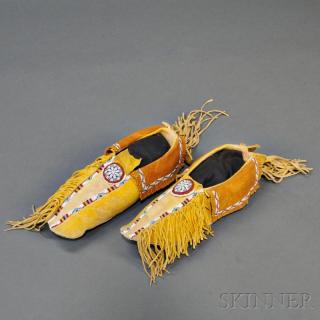 Appraisal: Pair of Kiowa Beaded Hide Man's Moccasins c late th